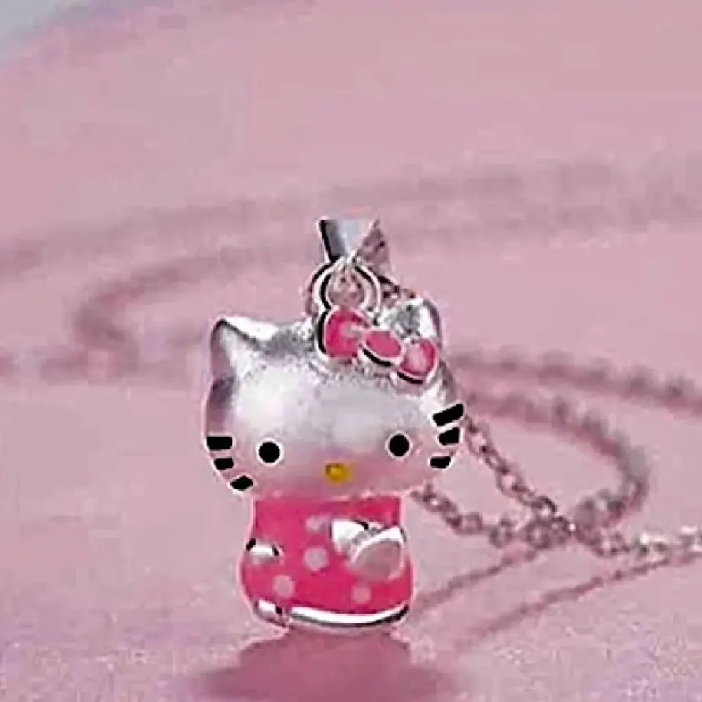 Hello Kitty Sterling Silver Charm Pendant Necklace